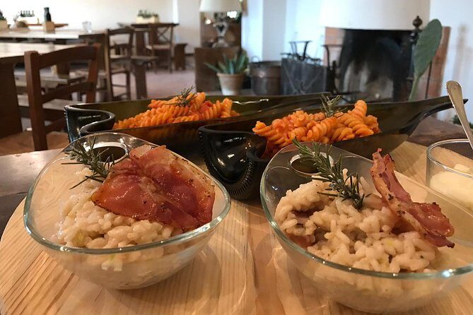 Private Wine & Oil Tasting with Lunch - The 4-course Tuscan lunch: bruschetta, pasta, cheeses and cold cuts, homemade cake